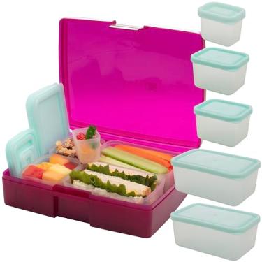 Imagem de Lancheira Bento com 5 recipientes removíveis – Controle de porção de refeição em movimento e embalagem de lanche (Raspberry)