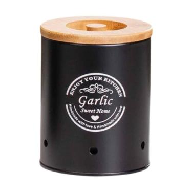 Imagem de AFXGUSD Lata para Armazenamento de Vegetais de Cozinha, Recipientes de Fazenda, Potes de Vegetais com Tampa de Bambu E Alça para Despensa, Alho