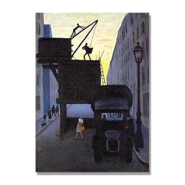 Imagem de NHLDZYH Impressões de artistas famosos, (andaimes) por Gabriele Münter, reprodução de impressão em tela de paisagem pôster para decoração de casa 30 x 42 cm-11,8 x 16,5 pol. somente tela