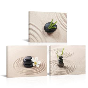 Imagem de Apicoture Arte de parede Zen Canvas Floral Picture Wall Decor para banheiro Zen Stone Spa Still Life Sand Wall Decor para sala de estar spa pronto para pendurar 30 x 40 cm x 7 cm