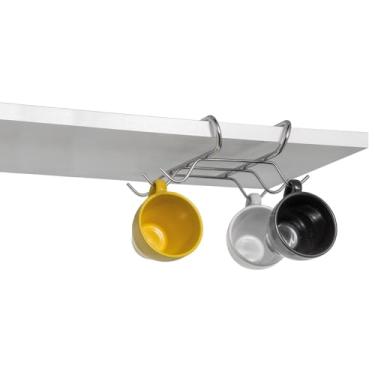 Imagem de Organizador Armário de Cozinha Porta Xicaras Suporte Canecas Sem Furo Cromado