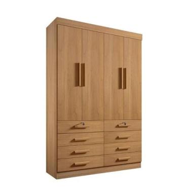 Imagem de Guarda Roupa Mônaco 4 Portas 8 Gavetas MDF Cinamomo - D'doro
