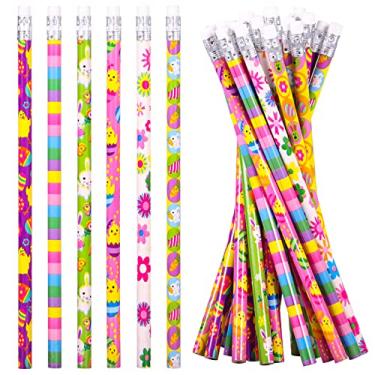 Imagem de emzrivo 24 lápis de Páscoa para crianças, lápis de Páscoa, lápis de Natal, com borrachas na parte superior, para presentes de dia de Páscoa, lembrancinhas de festa, recompensas de sala de aula, suprimentos escolares, 6 estilos (24)