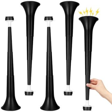 Imagem de GCQJOQ 4 Pieces Stadium Horn, 21 Inch Collapsible Vuvuzela Trumpet for Sporting Events Football Carnival Party Supplies, Black