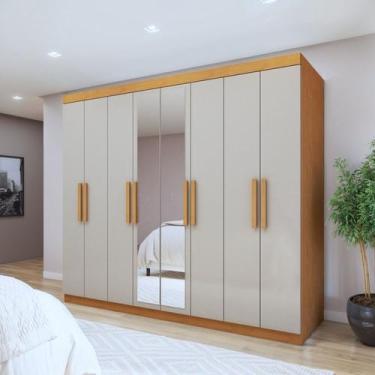 Imagem de Guarda-roupa 8 Portas 4 Gavetas com Espelho Andara Soft - Móveis Lopas
