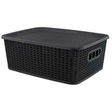 Imagem de Caixa Organizadora com Tampa 12.5L Rattan São Bernardo OR24 Preta, Pre