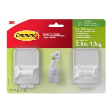 Imagem de Command 17009-HW2ES Ganchos para garrafa de spray, branco, comporta até 946 ml, 2 ganchos, 4 tiras, organizar sem danos