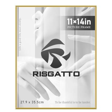 Imagem de Risgatto Moldura – Quadro Minimalista em Alumínio com Acrílico HD – Moldura Metálica Fina para Fotos e Pôsteres – Para Pendurar na Parede (Ouro, 11 x 14)