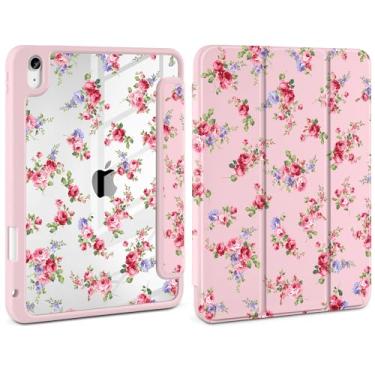 Imagem de Loyrina Capa para iPad mini (A17 Pro, modelo 2024, 7ª geração) / Mini 6 (modelo 2021, 6ª geração) 8,3 polegadas - estampas fofas com capa traseira transparente, suporte magnético Wake Sleep com três