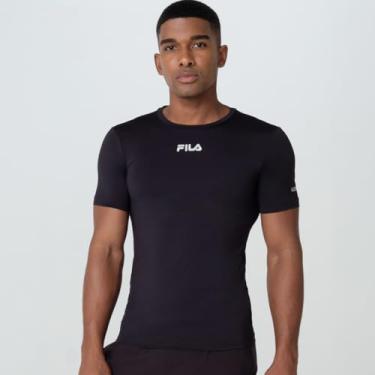 Imagem de Camiseta Sun Protect Breezy, FILA, Masculino, Preto/Prata, G