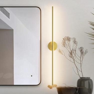 Imagem de Coinmit Arandela de banheiro dourada moderna com fio de 101 cm barra de luz sobre o espelho 3000K luminária de banheiro 360° giratória para quarto sala de estar