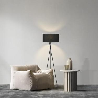 Imagem de VividEdgeTech Luminária de pé de tripé, lâmpada de pé de meados do século, luz de estudo de design moderno para sala de estar, quarto, sala de estudo e escritório, abajur preto