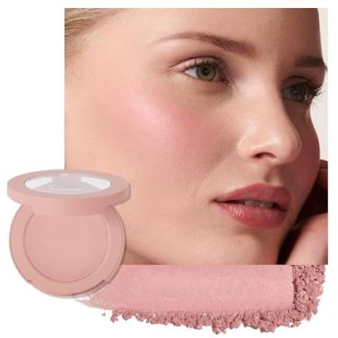 Imagem de Blush para bochechas, rosa pêssego em pó fosco blush paleta de bochechas maquiagem facial para mulheres mais velhas, leve, suave, misturável, resistente ao desbotamento e transferência, acabamento