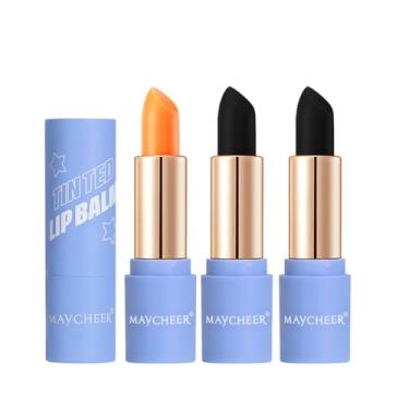Imagem de LAMUSELAND Conjunto de batom fosco, protetor labial colorido preto e laranja que muda de cor PH de longa duração, batom mágico impermeável 24 horas para mulheres e meninas (multi, M)