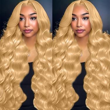 Imagem de Gemlong Perucas de Cabelo Humano Ondulado Ondulado 32 Polegadas Cabelo Humano 13x4 HD Transparente Pré-Arrancada Sem Cola Lace Frontal Peruca de Cabelo Humano 200% Densidade #27 Perucas de Cabelo