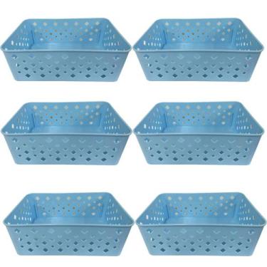 Imagem de Kit 6 Cesto Multiuso Organizador Premium Azul 123Organizei - 123 Organ