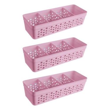 Imagem de Kit Conjunto Com 3 Cestos Vazado Pequeno Organizador Prático Com Desig