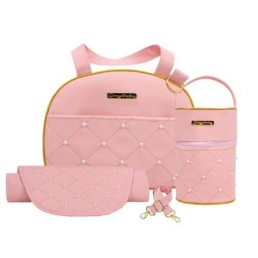 Imagem de Kit Saida Maternidade Bolsa Média com Alça e Trocador Porta Mamadeira 