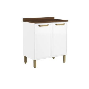 Imagem de Balcão de Cozinha Modulado c/ Tampo Bella 1 Porta 80cm Branco - Bertolini