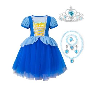 Imagem de Saia de tule de aniversário de princesa com acessórios, Azul, 4-5T