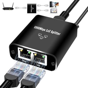 Imagem de Divisor Ethernet 1 a 2 saídas, 1000 Mbps de alta velocidade, adaptador LAN de rede Gigabit para cabo Cat 5/6/7/8, com cabo de alimentação USB [2 dispositivos de rede simultânea]