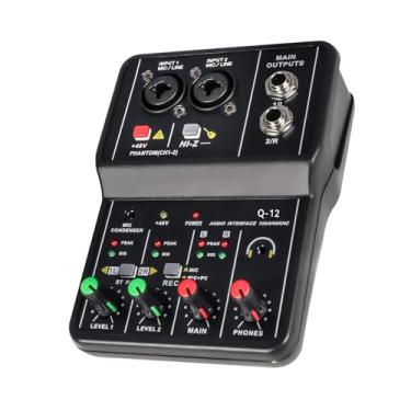 Imagem de interface de audio,Placa de som profissional muti canals com USB 2.0 de alta velocidade, função de monitor para estúdio/gravação musical/gravação vocal/jogos/Equipamentos para DJ e VJ-Mixers (Q-12)