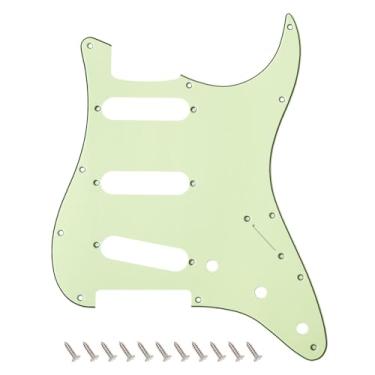 Imagem de Banworks 3 Ply Strat SSS Pickguard Placa de arranhão para guitarra elétrica de 11 furos para para-lama EUA/Mexicano estilo moderno Stratocaster ST JT/HB-01 verde menta