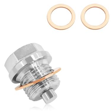 Imagem de QQWD Bujão de drenagem de óleo magnético M16*1,5, porca de parafuso de drenagem de cárter de aço inoxidável 304 com 3 peças de arruela de esmagamento de junta de cobre antivazamento, plugue de