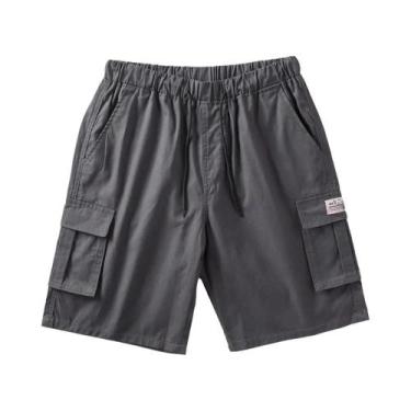 Imagem de Bermuda Cargo Masculina De Verão Tamanho Grande, Ajuste Solto, Algodão