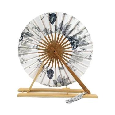 Imagem de Leque Redondo Japonês Portátil E Dobrável Para Mulheres, Leque Decorat