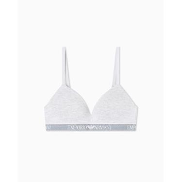 Imagem de Emporio Armani Sutiã triangular acolchoado com logotipo icônico feminino, Cinza mesclado quente, M