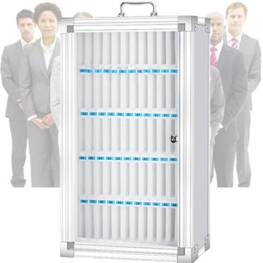 Imagem de Armário para armazenamento de celular, cofre para celular de parede com trava, compartimento de algodão perolado, alça de metal, estrutura de liga de alumínio