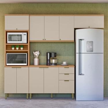 Imagem de Cozinha Completa Selene 10 Portas 2 Gavetas 100% Mdf 810016102 Jequitibá/Off White - Linea Brasil