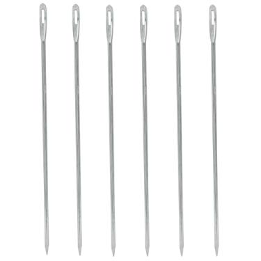 Imagem de Verkelly 6 agulhas de treliça de carne de 17,8 cm, agulhas de assar para assar agulhas de cozinha, agulhas de costura à mão, agulhas de estofamento (agulhas fixas)