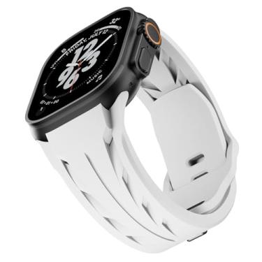 Imagem de Pulseira masculina de silicone esportiva compatível com Apple Watch Ultra 2/1 de 49 mm, pulseira de borracha supercarro luxuosa para iWatch séries 10 de 46 mm, 9/8/7 de 45 mm, SE2/SE 6/5/4 de 44 mm, 3