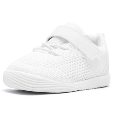 Imagem de MORENDL Tênis infantil para bebês meninos e meninas sapatos descalços leve respirável caminhada corrida tênis esportivo esportivo, 2 - Branco, 22