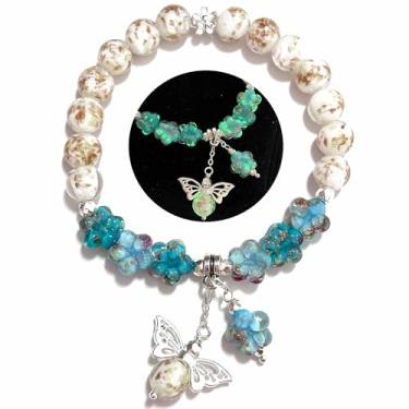 Imagem de ARTSY Crafts Pulseira de contas de vaga-lume que brilham no escuro, pulseiras inspiradoras exclusivas com significado, presentes de aniversário de chacra de cura de cristal de sereia, 6-7 inches