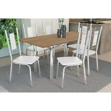 Imagem de Sala de Jantar Completa Elba c/ Tampo de Madeira 160cm e 6 Cadeiras Fl