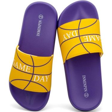 Imagem de INMINPIN Sandália infantil para meninos e meninas, com sprots de bola, ultraconfortável, praia, piscina, chuveiro, escorregador doméstico, ambientes internos e externos para fãs de esportes, Basquete