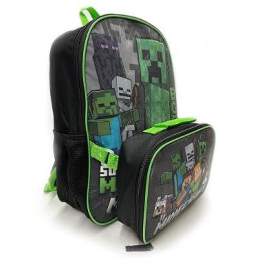 Imagem de Mochila com lancheira para meninos Bioworld Minecraft - Lightbek Offic