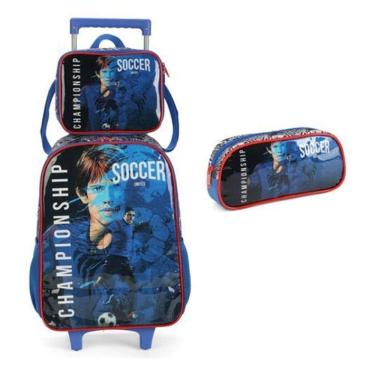 Imagem de Mochila Escolar com Rodinhas Futebol 41cm - 17l