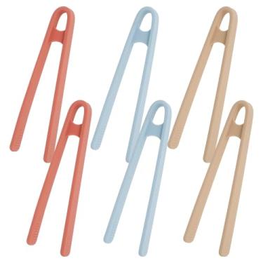 Imagem de 6 mini pinças de silicone, mini pinça de cozinha de 14 cm, pinças coloridas para servir, garras antiderrapantes de frutas, pequena pinça de cozinha, para aperitivos de churrasco, pipoca, doce, cubos