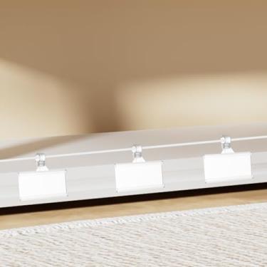 Imagem de DJAPWPX 100 peças de suporte de etiqueta de prateleira de plástico com cartões em branco, porta-etiquetas de prateleira de arame de plástico transparente com suporte de etiqueta de arame com trava de