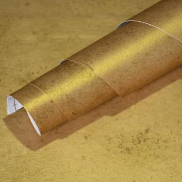 Imagem de POWTICK Papel de parede Gold Peel and Stick, 81 cm x 398 cm, concreto amigável para locatários, contato industrial, fosco espesso, papel de parede autoadesivo removível para banheiro, paredes, pisos