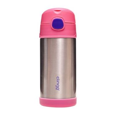 Imagem de Clingo Garrafa Térmica Infantil Parede Dupla Inox Antivazamento 310 ml Livre de BPA Rosa