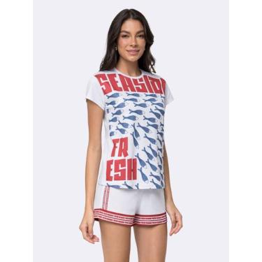 Imagem de Pijama Manga Curto Memórias de Verão - Veggi, Branco, XG, Feminino