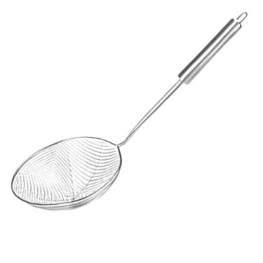 Imagem de Escumadeira Para Fritura Peneira Em Aço Inox 33CM De Pastel Batata Salgado Frituras Utensilio De Cozinha Premium(1)
