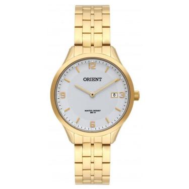 Imagem de Relógio Feminino Orient Dourado - Aço, 36mm, Branco