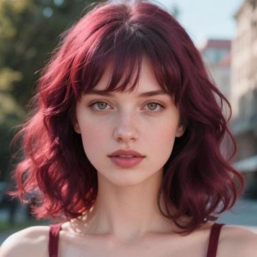 Imagem de Peruca PHOENIXFLY Burgundy Wavy Bob com franja sintética de 14 polegad
