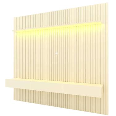 Imagem de Painel Home Gelius Nobre Ripado com ripas autênticas largura de 230 cm para TV de até 85 polegadas OFF White